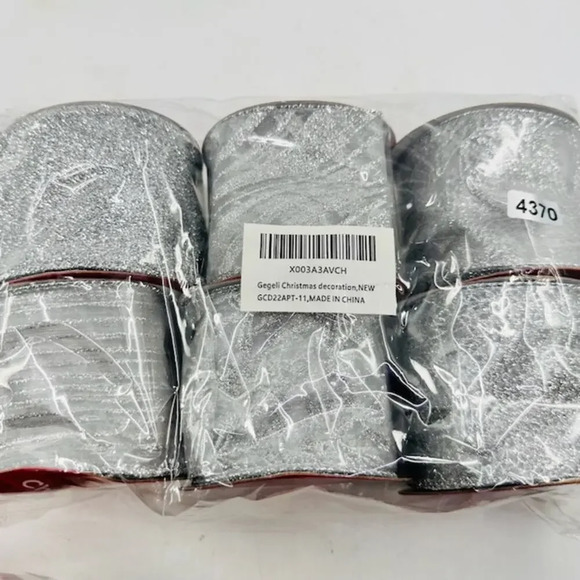 Unbranded Other - NEW Set Of 6 Silver Metallic Mesh Christmas Ribbon For Wreaths Christmas Tree
